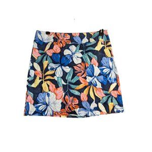 Tommy Bahama Womens Floral Print Skirt Size 12 Multicolor Linen Cotton Blend
